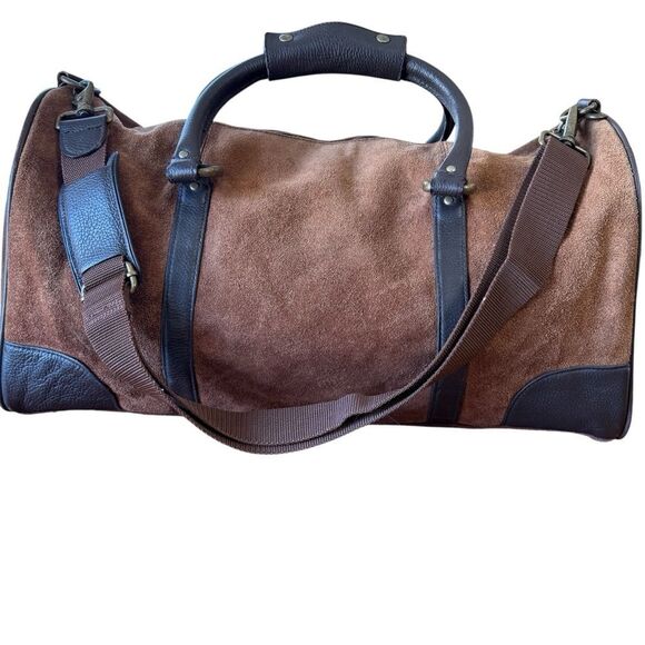 Marlboro Other - Vintage 2003 Marlboro Suede Leather Grit Gear Weekender Duffel Bag Brown
